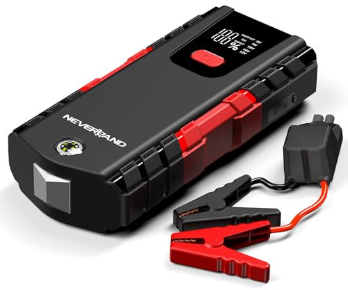 NEVERLAND Booster Batterie Voiture - 6000A Démarreur de Voiture Portable (Jusqu'à 8.5L Gaz ou 8L Diesel), 12V Jump Starter avec Écran LCD, Pinces de Sûreté Intelligentes, Lumière LED