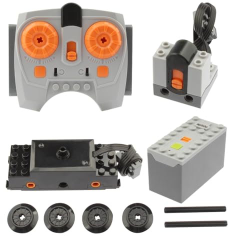 AKOGD Train Motor Power Functions Set, Train Motor Building Kit with Remote Control and Receiver, Power Modification Accessories for Building Block