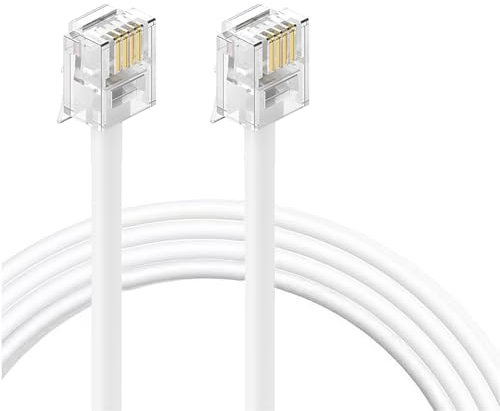 HAWAKA Telefonkabel RJ11, Telefon RJ11 Modulares Kabel 6P4C Westliches Kabel RJ11-6P4C auf RJ11-6P4C Stecker Flachkabel Telefonbuchse Modem Router Fax ISDN DSL VDSL Internet Schwarz (WH-3meter)