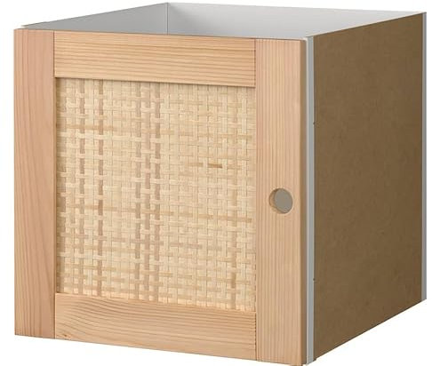 Generisch Einsatz mit Tür Kiefer/Pappelgeflecht, Rattan Look 33x33 (IKE 206.111.32) für Kallax Regal