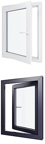 Ventana de PVC – 700 x 900 mm – Triple Acristalamiento – Bicolor blanco int/antracita ext-mango a la derecha