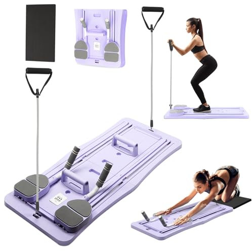 Pilates Board, Pilates Reformer Compact 4-in-1 Faltbares Pilates Reformer Maschine mit LED-Zähler Bauchmuskel-Roller Springt Automatisch Multifunktionales Übungsbrett für Heim-Fitness-Studio
