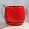 LAUMZX Pot de Fleurs en céramique Rouge Brillant avec Trou de Drainage et Soucoupe, Moderne, pour intérieur et extérieur, pour Plantes, succulentes, Herbes, Plantes d'intérieur, décoration de Bureau