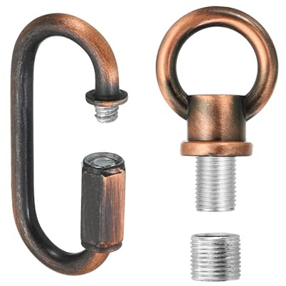 PATIKIL M10 Fine Thread Lamp Female Loop Holder with M12 Adapter Chain Quick Link, Lifting Eye Nut Hook Ring Structural Support to Chandelier, 44 lbs Load Red Bronze