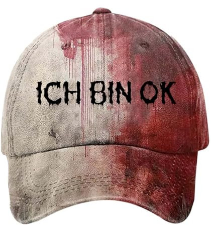 Generisch Problem Gelöst Baseball Caps Unisex Halloween Kappe Blutspritzer Printed Verstellbar Baseballkappe für Damen Herren Horror Motiv Blutige Bedruckt Sport Cap für Outdoor Sport Reiten