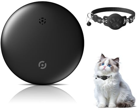 Katzen GPS Tracker Halsband - Kompatibel mit Apple Airtag Find My (nur iOS), Keine monatliche Gebühr - GPS Tracker für Katzen, Halsband für kleine Katzen - Globale Positionierung (Schwarz)