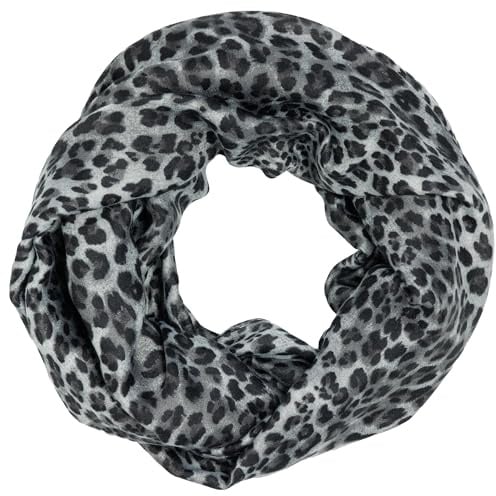 Caspar Leichter Damen Loop Schal samtweicher Viskose Halstuch mit exotischem Leo Muster Animal Print - SC546
