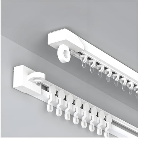 Self Adhesive Curtain Track Ceiling or Wall Mount, No Rill Ceiling Mounted Curtain, Ultra-Thin Track System for Room Divider, Living Room, Bedroom, Easy Install(Top-Mounted,1m(3.3ft))