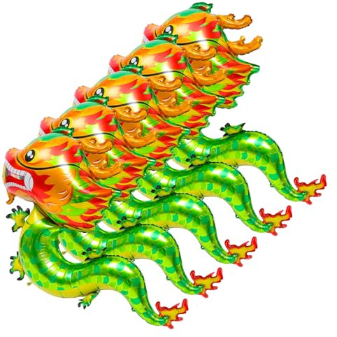 FUNOMOCYA 5 Stück Teiliges Aluminiumfolie Drachen Luftballons Party Deko Chinesisches Neujahr Fotorequisite Langlebig Leicht für Innen Außen Fest Geburtstag Jubiläum
