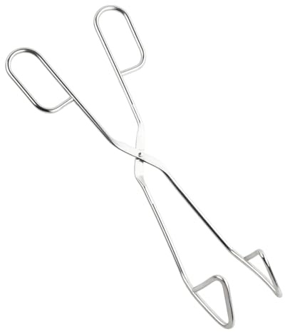 Grillzange Edelstahl 25 cm – Küchenzange mit rutschfestem Griff, BBQ Zange für Fleisch Gemüse Wurst – Scherenzange rostfrei, hitzebeständig, für Grill, Küche, Outdoor
