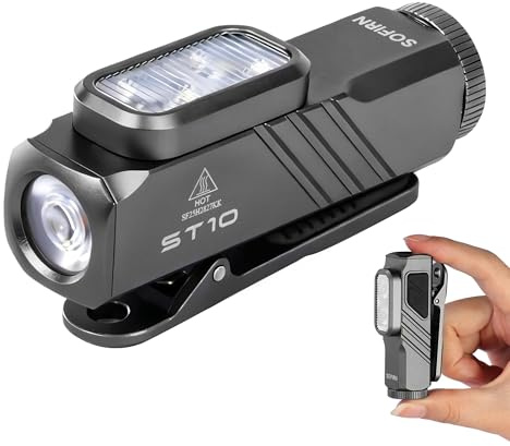 sofirn ST10 EDC Flashlight 1000 Lumens Rechargeable, Red Light, Magnetic | Clip-on pocket light with 660nm deep red mode and magnetic tail, USB-C charging. For cycling, signaling, camping.