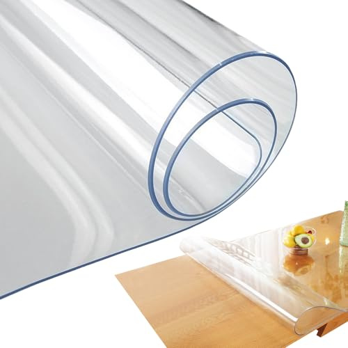 Transparente Tischfolie, Tischschutz 50x90cm, PVC Folie Durchsichtige Tischdecke, Für Küchen Schreibtische Esstische Schminktische