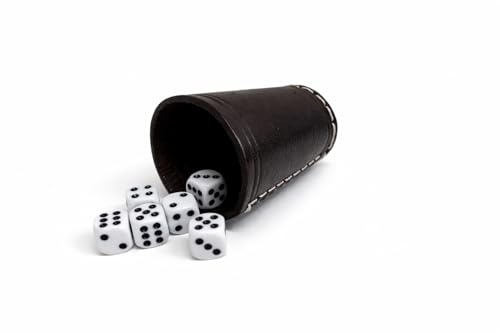 ReGrape Würfelbecher aus Echtleder– Handgearbeiteter Becher inkl. 6 Würfeln (16 mm), Hochwertige Verarbeitung für Würfelspiele