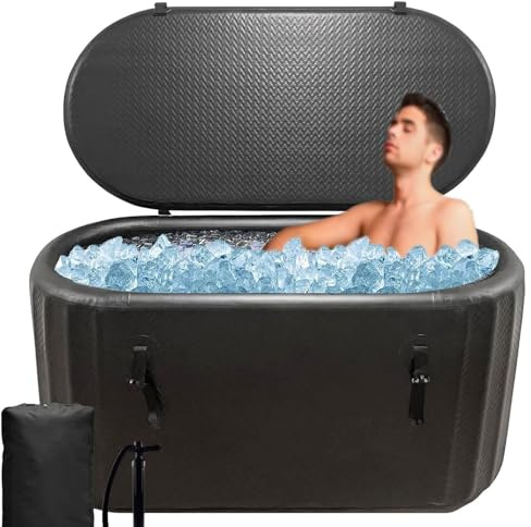 Baignoire plongeante à froid portable avec couvercle isotherme, compatible avec refroidisseur d'eau, autonome pour thérapie par le froid, capacité de 300 litres