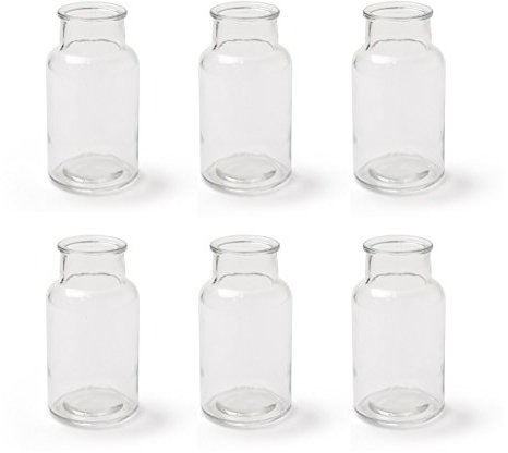 ZARTMANN LIVING Glasflasche Braxton - 6er Set - 14 cm - Glasvase - Tischvase - Klar - Tischdeko für Hochzeit, Taufe, Geburtstag, Gartenparty, Jubiläum, Kommunion, Konfirmation