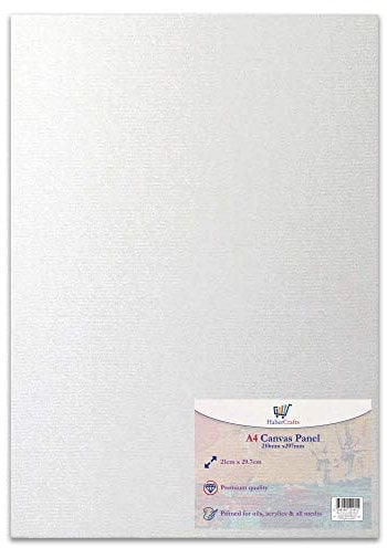 A4 Canvas Panel Stretched Blank Canvas Board Primed Artist Boards 100% Cotton for Oil Paint Acrylic Painting Mixed Media Acid Free White Canvases Art Painting Panel (A4 Size - 210 x 297mm - 1 Board)