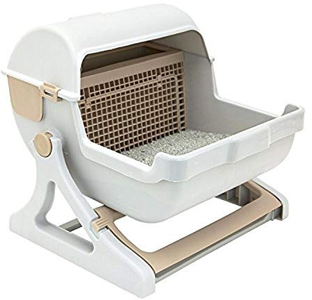 SportPet Designs Le you pet semi-automatic quick cleaning cat litter box, Luxury cat toilet(white/milk brown)