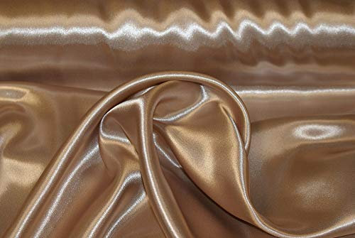 Stoff-Kollektion - Satin Stoff Meterware aus Polyester - Polyestersatin Glänzend & Doppelseitig 150cm breit – Ideal zum Nähen von Kostümen, für Bekleidung, als Dekostoff etc. - Cappuccino