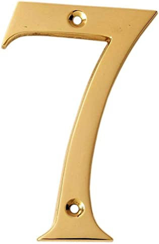 eSplanade 4 Brass House Hotel Door Number Plaque Sticky Numeric Numerical Digit 0-9 (7 (Seven))