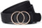 JasGood Damen Ledergürtel Mode Doppel O-Ring Schnalle Gürtel für Jeans Hosen Kleider,Schwarz, M 120cm(Für Hosengröße 99cm-108cm)