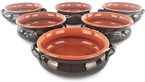 Set 6 TEGAMI Apulia in Terracotta - 6 Ciotole con Manici Ø 14 o 17 cm - Colì (Ø cm 14)