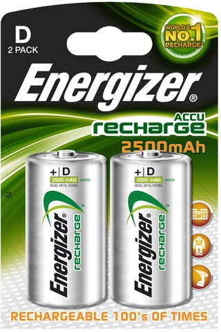 Energizer® Lot de 2 batteries nickel-métal Mono D HR20 1,2 V 2500 mAh
