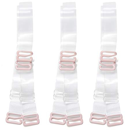 YARBAR Invisible Clear Bra Strap Non-Slip Adjustable Bra Strap Soft Shoulder Strap, 3 Pairs - 18mm Width
