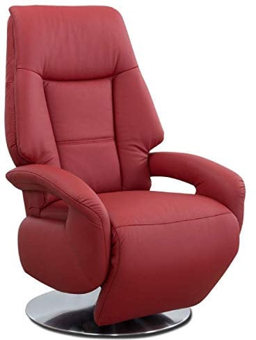Cavadore Ledersessel Edinburgh / Fernsehsessel mit manuell verstellbarer Relaxfunktion / 74 x 114 x 77 / Echtleder: rot