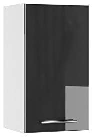 Vicco Hängeschrank Fame-Line, hängender Küchenschrank, Anthrazit Hochglanz/Weiß, 40 cm