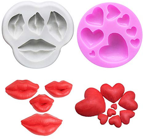 Nifocc Lot de 2 moules en silicone pour décoration de gâteau Motif lèvres rouges