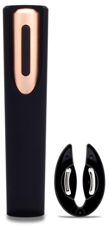Electric Wine Opener Battery Operated with Stand and Built-in Foil Cutter - Automatic Wine Opener - Electric Corkscrew for Easy Cork Removal - Best Gift for Wine Lover (Black and Rose Gold)