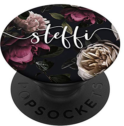 PopSockets Steffi Namen Personalisiertes - Modische Rosa Blumen PopSockets PopGrip: Ausziehbarer Sockel und Griff für Handys/Tablets mit Tauschbarem Top
