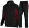 donhobo Herren Jogginganzug Trainingsanzug Sportanzug Fußball Sporthose Hoodie Hose für Gym Warm Tracksuit (02Schwarz rot, S)
