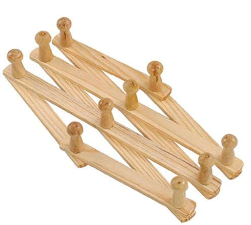 Zonster Tazze Parete Estensibile in Legno Naturale Fisarmonica polifunzionale Peg Appendiabiti Gancio Appendiabiti Cappello Armadio Porta di espansione del Popolare Gioielli Cappotto Sciarpa Cappello