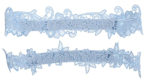Happyyami 2Pcs Blau Spitze Strumpfband Set Braut Hochzeit Strumpfband | Hochzeit Strumpfband, Wedding Garters, Hosenträger Hochzeit Unterwäsche Zubehör für Braut zu Werden Geschenke, Sky-Blau