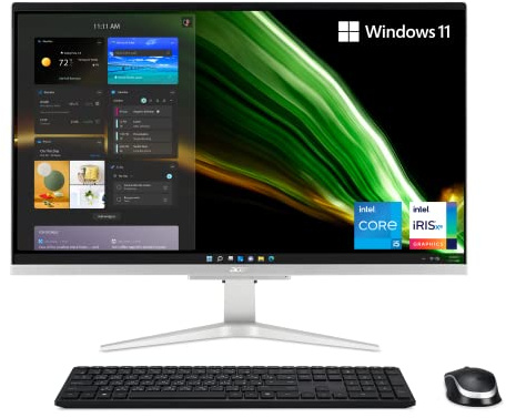 Acer Ordinateur de bureau Aspire C27-1655-UA12 AIO | Écran IPS Full HD de 27 po | Intel Core i5-1135G7 de 11e génération | Carte graphique Intel Iris Xe | 12 Go DDR4 | SSD NVMe M.2 512 Go | Intel