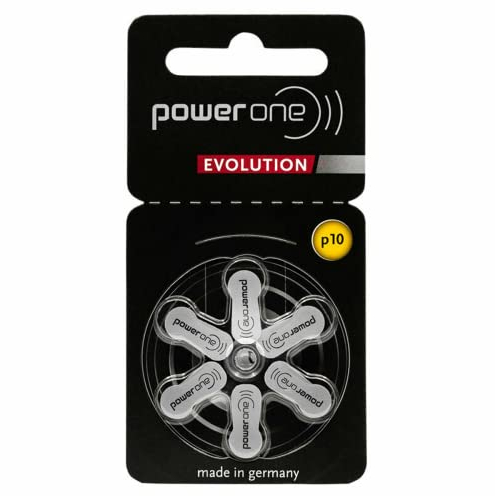 Power One PowerOne Evolution Hörgerätebatterien Größe 10 – 1,45 V Zinkluft mit verbesserter Akkulaufzeit (6 Batterien)