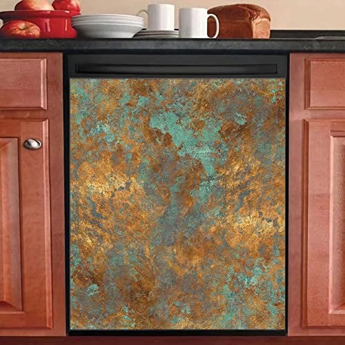 Dishwasher Magnet Cover, Retro Rusty Style Decorative Magnets Refrigerator Wrap Front Door Stickers, Home Appliances Decals 23inch W x 26inch H