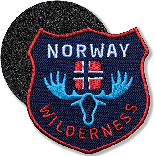 Klettpatch - Norwegen Wilderness 60 x 61 mm gestickt/Klett Patch Patches Abzeichen Aufnäher Applikation zum aufkleben aufnähen auf Kleidung Rucksack Tasche (Navy)