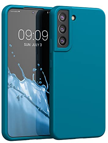 kwmobile Handyhülle für Samsung Galaxy S22 Plus Hülle - Case Silikon - Kabelloses Laden - Schutzhülle Cover in Blue Reef