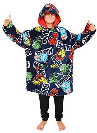 Marvel Avengers Hoodie, Oversized Fleece Blanket Hoodie for Boys Blue