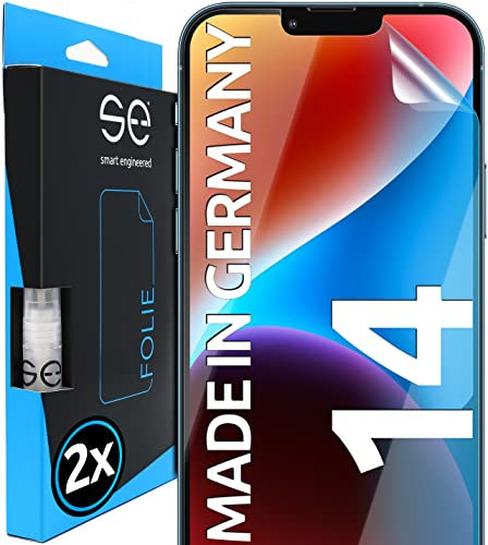 smart engineered S.E für iPhone 14 Folie, 2X Full Screen, Positionierhilfe, Folie iPhone 14 Schutzfolie transparente Displayfolie, funktionierende Alternative zu iPhone 14 Schutzglas aus Deutschland