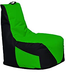Momiralland Gaming Sitzsack - mit Lehne Sitzkissen - Beanbag - BodenKissen Sessel In- & Outdoor geeignet - Gaming mit PC Xbox & Playstation (Schwarz - Grün, Sitzsack)