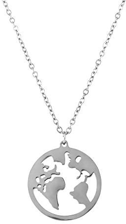 Heideman Luke Weltkarte Halskette gold oder silber farbend Welt Kette für Männer
