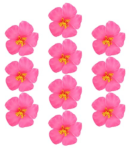 PRETYZOOM 10 Stück Künstliche Hibiskusblüten Tropische Gefälschte Blumen Rosa Hibiskus Tisch Lebendige Blumen DIY Dekoration Für Eine Party Hausgarten