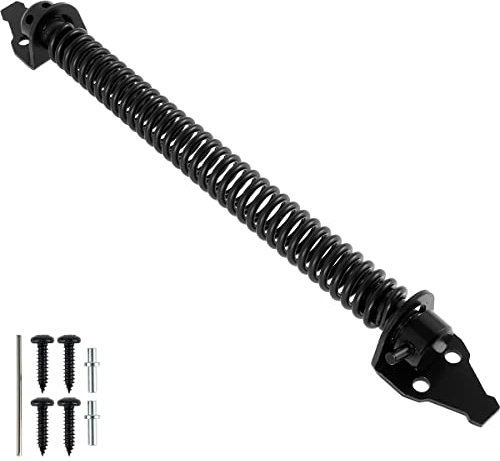 Gate Spring Closer 14inch Universal Gate Self Closing Spring Metal Black Fence Gate Spring Closure Rust-Proof Door Automatic Closer Heavy Duty for Wooden Garden Gate