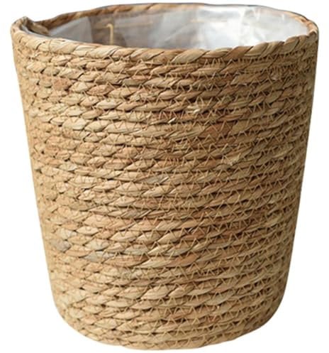 Gogogmee Panier de Fleurs Tissé Main Paille Pot de Plante Décoratif pour Intérieur et Balcon Panier de Jardin Durable avec Doublure Modèle