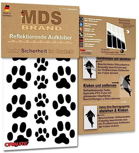 MDS Brand Reflektoren Sticker Set - Reflektoren Fahrrad - für Fahrradrahmen & Helm - Auto & Kinderwagen - Reflektoren für Sicherheit - Hohe Sichtbarkeit - Optimierte Haftung (R-06, Schwarz)