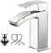 Borlon Rubinetti a cascata per lavabo da bagno in ottone cromato con un foro per lavabo da bagno rubinetto moderno con scarico pop-up