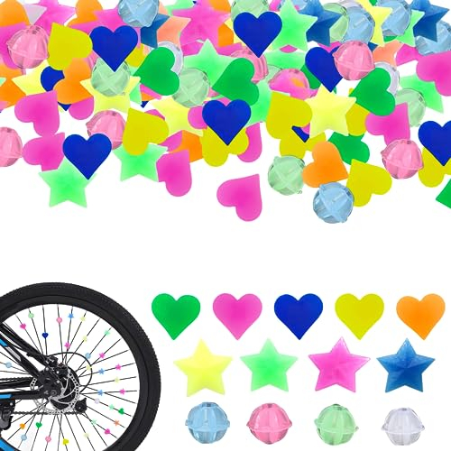 MsTeco Fahrrad Speichen Clips, 144 Stück Bunte Fahrradspeichenperlen Dekorationen Radspeichenperlen für Kinderfahrrad Kinder Fahrrad Zubehör, Geschenk für Mädchen und Jungen